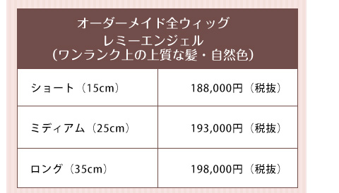 オーダーメイド全ウィッグレミーエンジェル（ワンランク上の上質な髪・自然色）