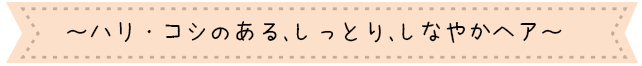 ～さらさら・しっとりしなやか・自然なツヤ～