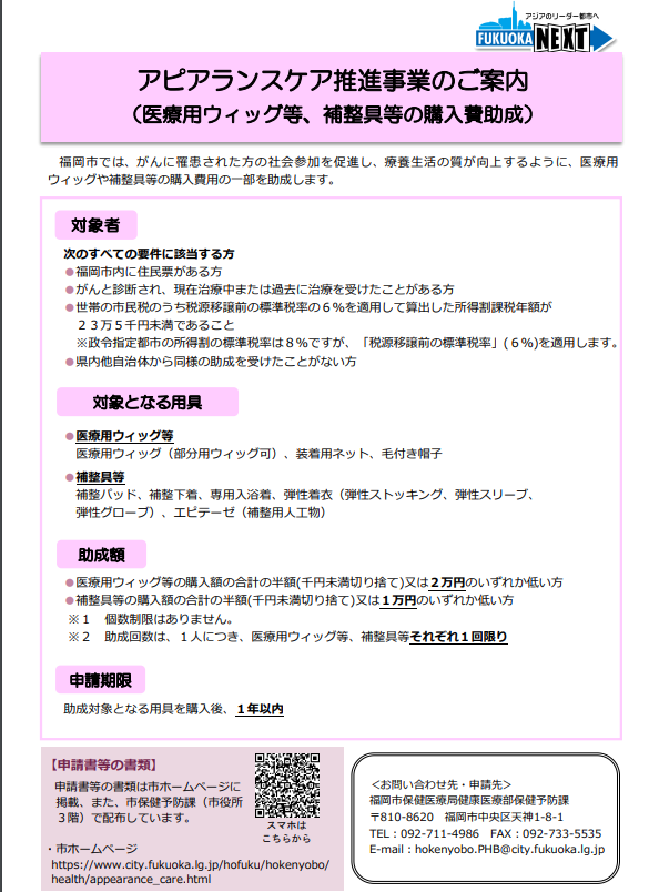 福岡県福岡市がん患者アピアランスケア支援