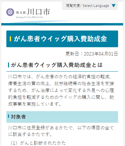 埼玉県川口市がん患者アピアランスケア支援