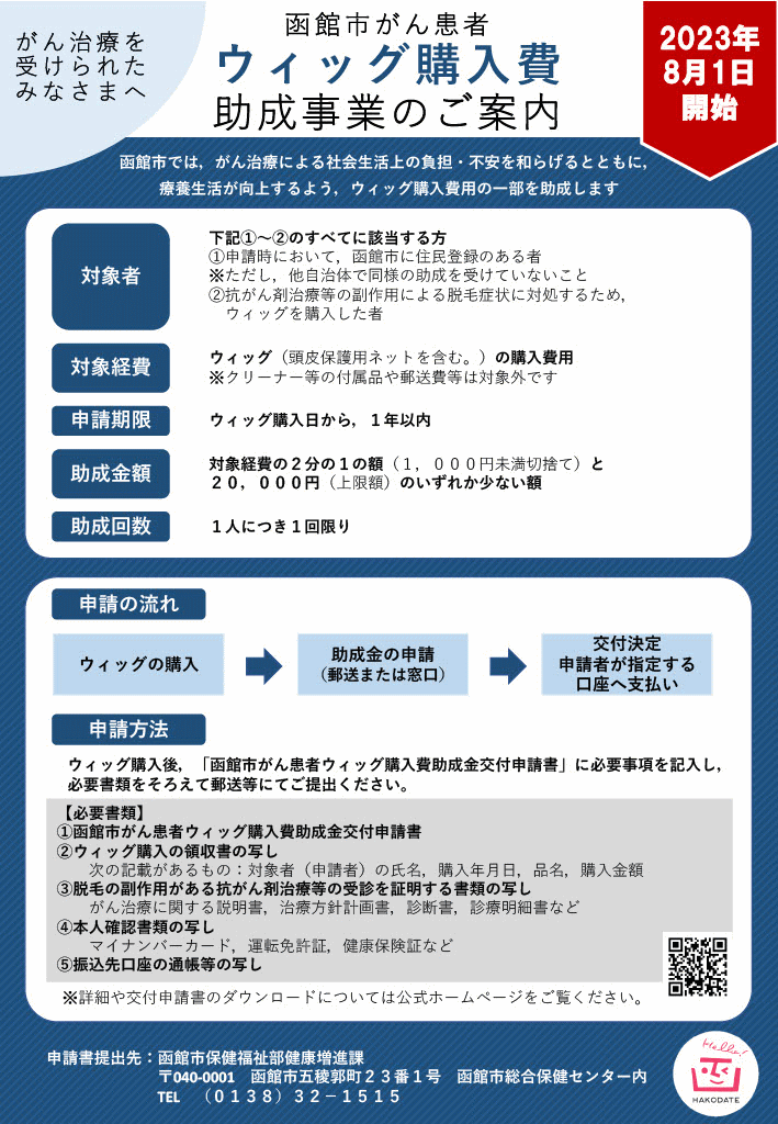 北海道函館市がん患者アピアランスケア支援